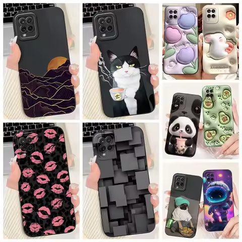 For Samsung Galaxy A12 F12 M12 Phone Case Soft Matte Silicone Capa For Samsung A22 M22 M32 4G F42 A22S A22 5G Cartoon Back Cover