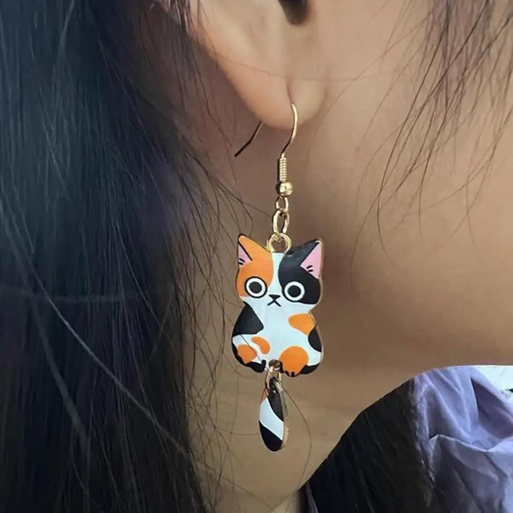 Cat Earrings Cat Lover's Delight 3 Pairs of Cute Cartoon Cat Dangle Earrings for Daily Wear Parties Women's Animal Theme Jewelry