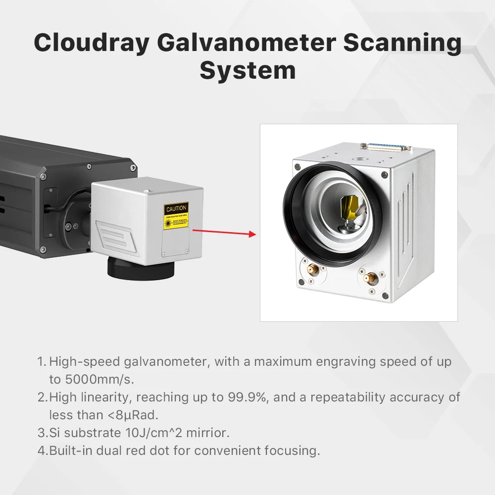 Cloudray 30W Co2 Marking Machine RF Metal Laser Tube with D69/D80 Rotary 110*110 210*210mm for Marking on Non-metallic Materials