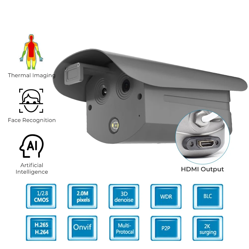 New fashion thermal camera with blackbody + HDMI-compatible port AI Body Fever Screening System