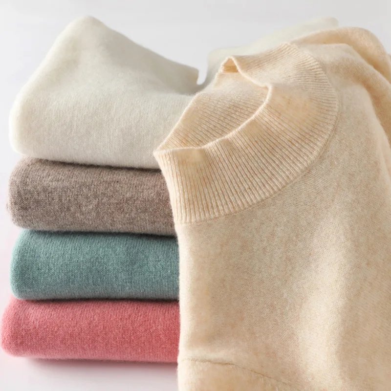 

Мягкий и универсальный внутренний полувысокий воротник на осень и зиму 2023 года, новый повседневный свободный свитер, удобный вязаный базовый свитер