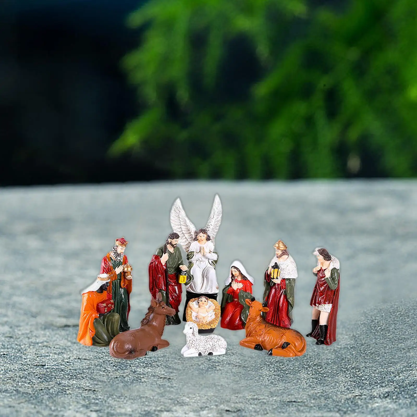 

11x Christmas Nativity Scene Figurines Set Miniature Statues Desktop Ornament for Cabinet Bedroom Bookshelf Office Living Room