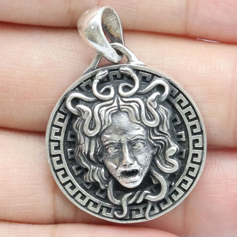 11g 3D Fabulous Medusa Gorgon Art Relief Pendant  Customized 925 Solid Sterling Silver Pendant