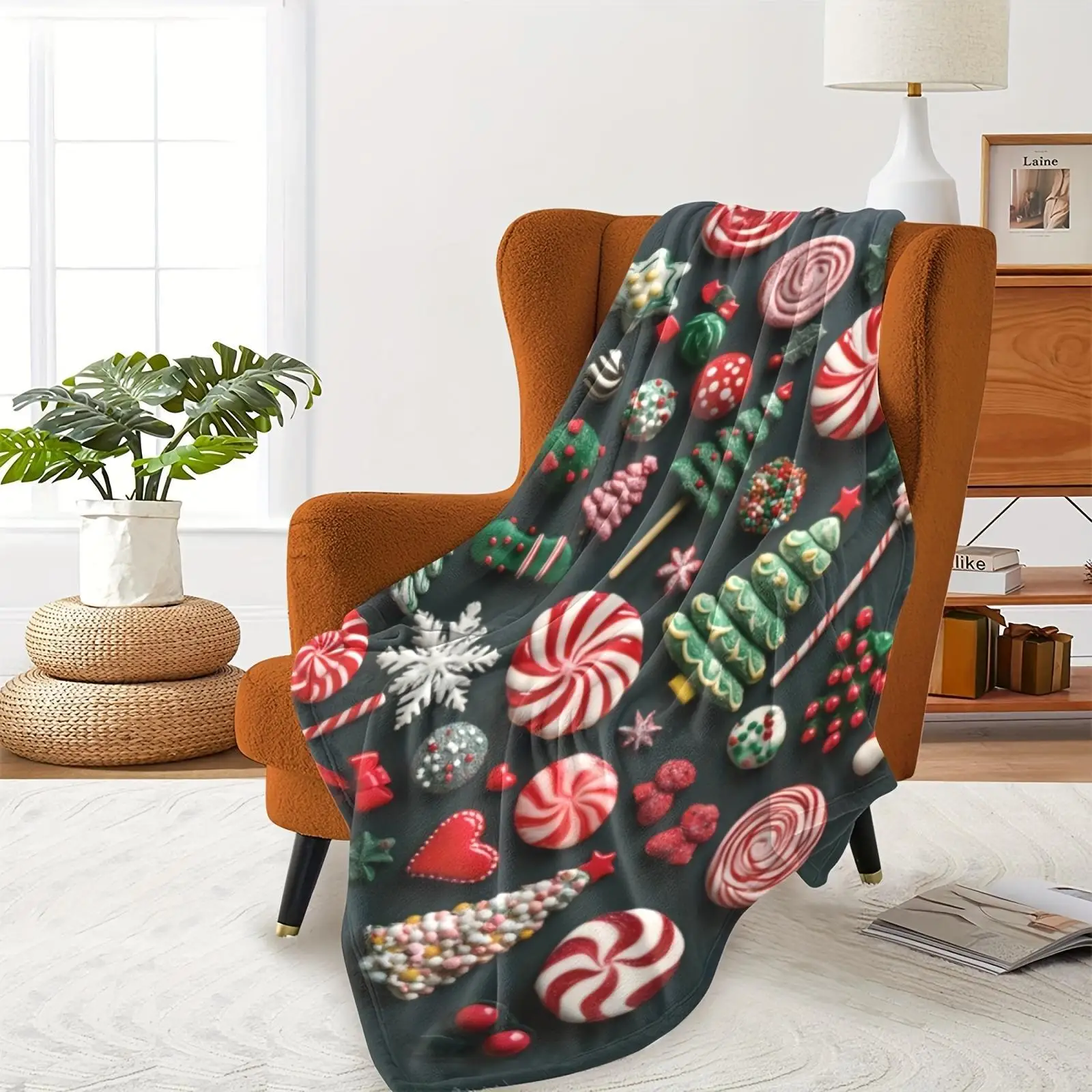 Christmas Themed Cozy Soft Flannel Blanket Tear Resistant Wool For Home Car Office Camping &Traveling Multi-Purpose Holiday Gift