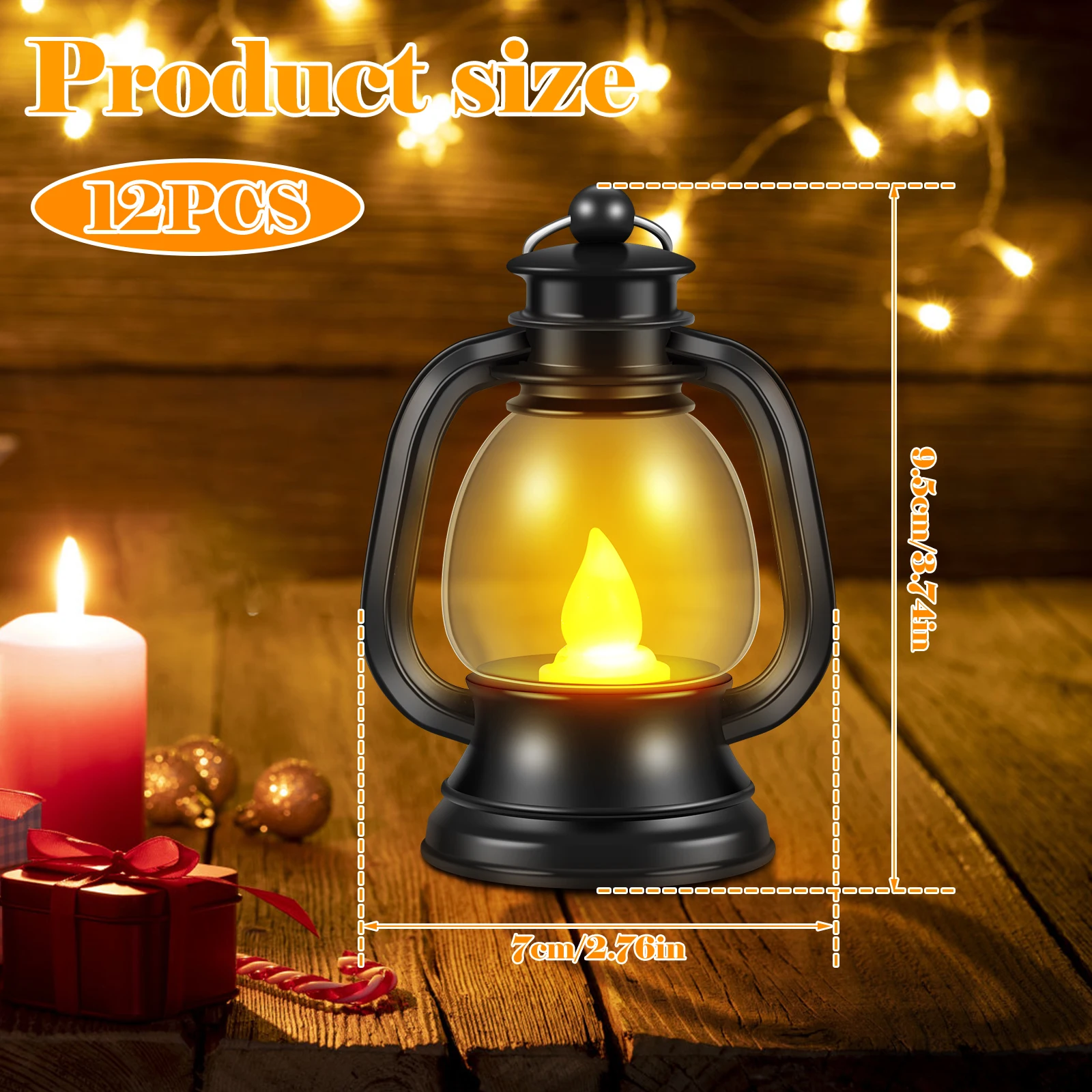 12/24Pcs LED Candle Lanterns Retro Flickering Hanging Lantern Candle Mini Outdoor Palace Light Waterproof Yard Garden