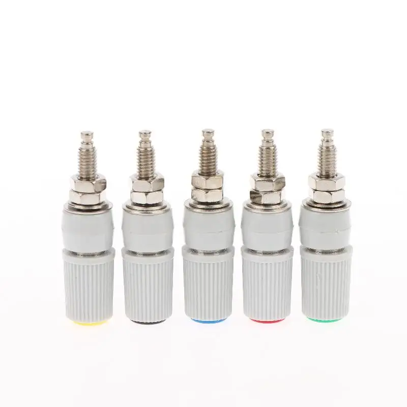 Hot 5Pcs High Current 5mm Banana Jack Socket, 30A M5x48 Type 4mm Amplifier Terminal Female Socket For Electronic Testing
