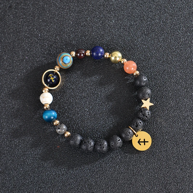 12 Constellation Bracelets for Women Universe Galaxy Eight Planets Natural Stone Solar System Zodiac Bracelets Virgo Jewelry