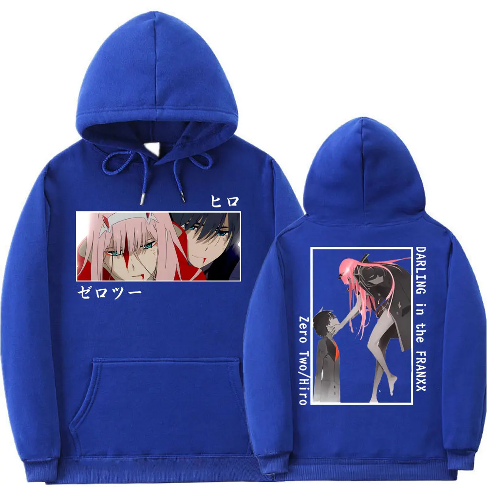 Japanese Anime Darling In The Franxx Zero Two Hiro Graphic Print Hoodie Men Women Plus Size Sweatshirts Casual Streetwear Tops