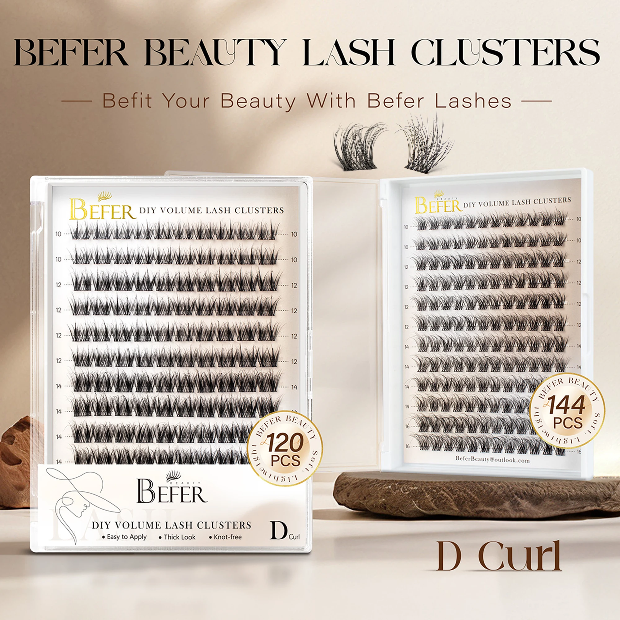 Befer Natural Lashes Clusters D Curl Fluffy Cluster Lashes 10-16mm Hight Quality Soft Super Thin Band False Eyelashes Makeup view 6