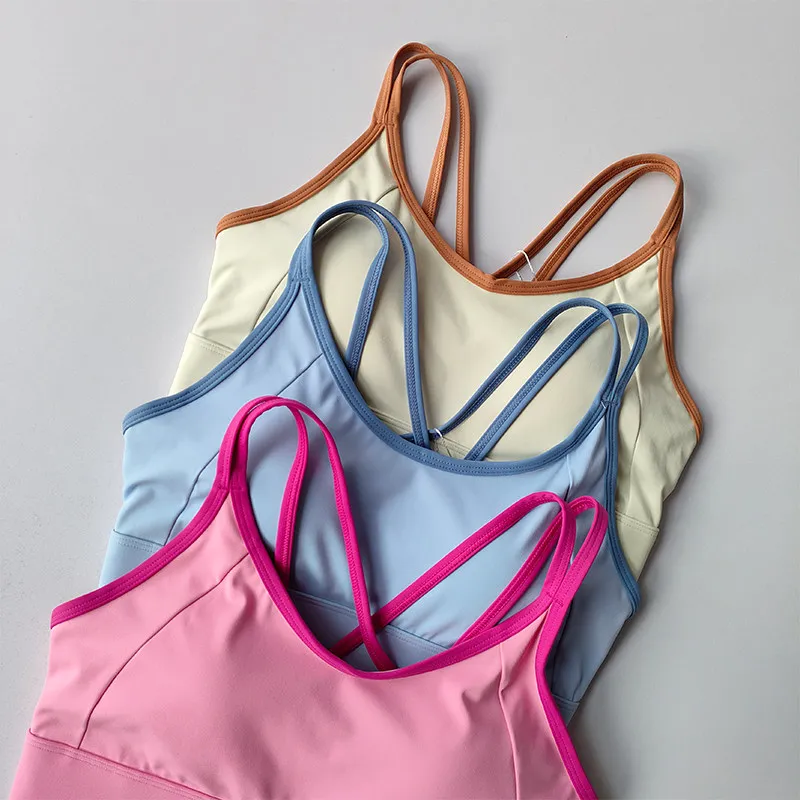Hochintensiver Fitness-Sport-BH, stoßfest, verhindert Durchhängen, integrierter Stil, Laufunterwäsche, Kontrast-Weste-Top für Frauen – Detail 9