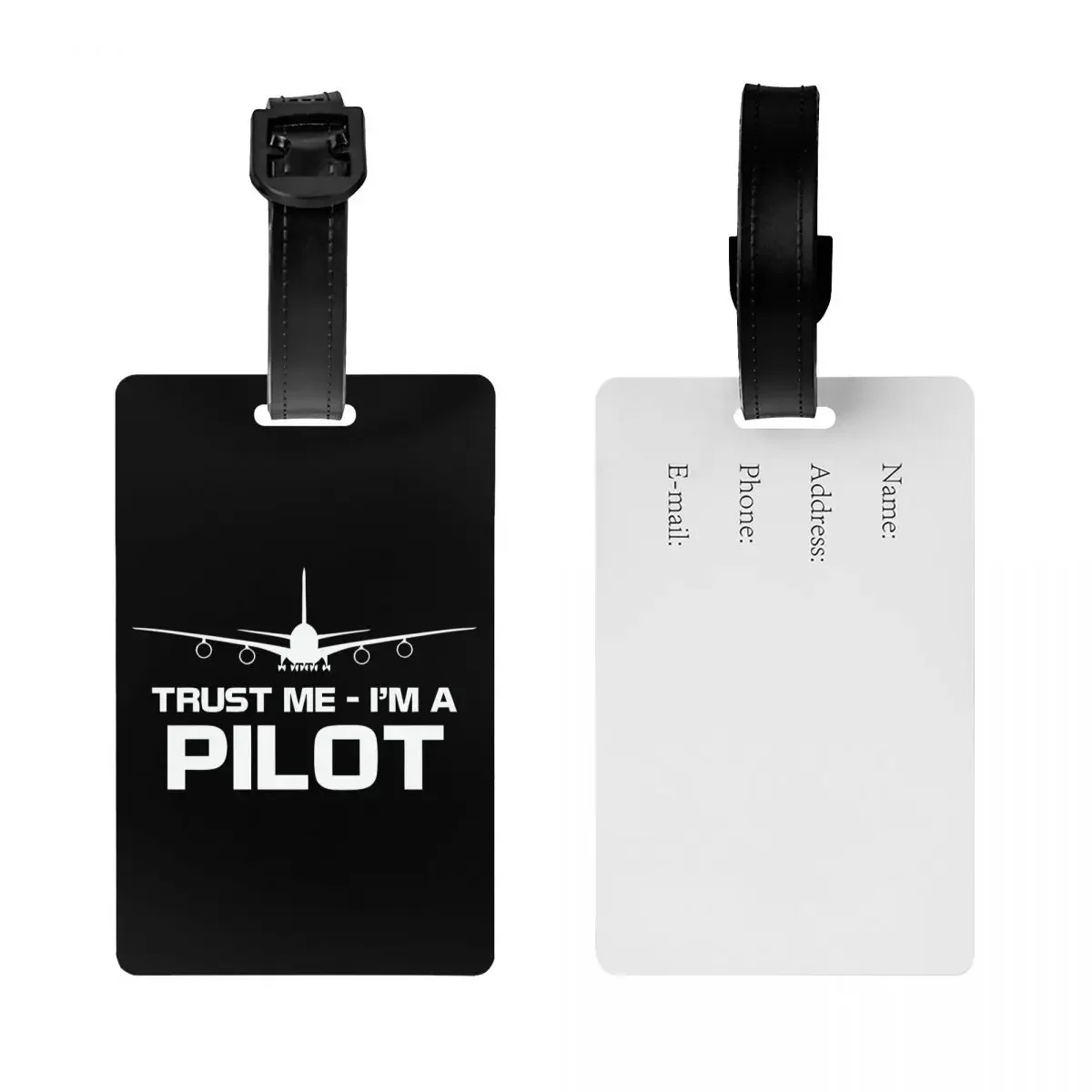 Trust Me IM A Pilot Luggage Tags for Suitcases Plane Flying Aeroplane Aviation Gift Privacy Cover Name ID Card