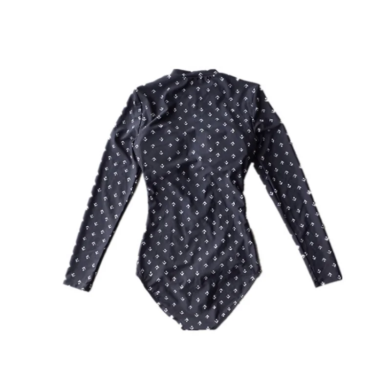 Minsu 2025 South Korea New Sexy Slim Cover Belly Slimming Sun Protective Polka Dot Long Sleeve Zipper One-Piece Professional Wom