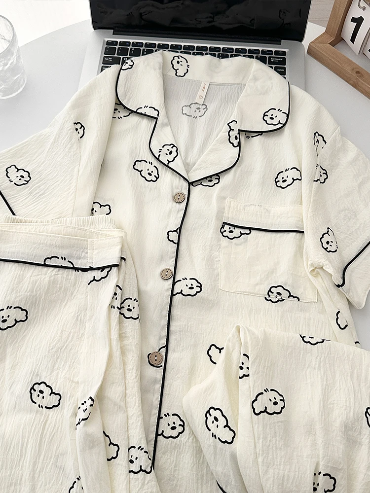 Брюки для пар, женские весенне-летние брюки ort Sve, длинные брюки Cloud Cotton, милая маленькая собачка, осенние длинные све, мужские домашние брюки...