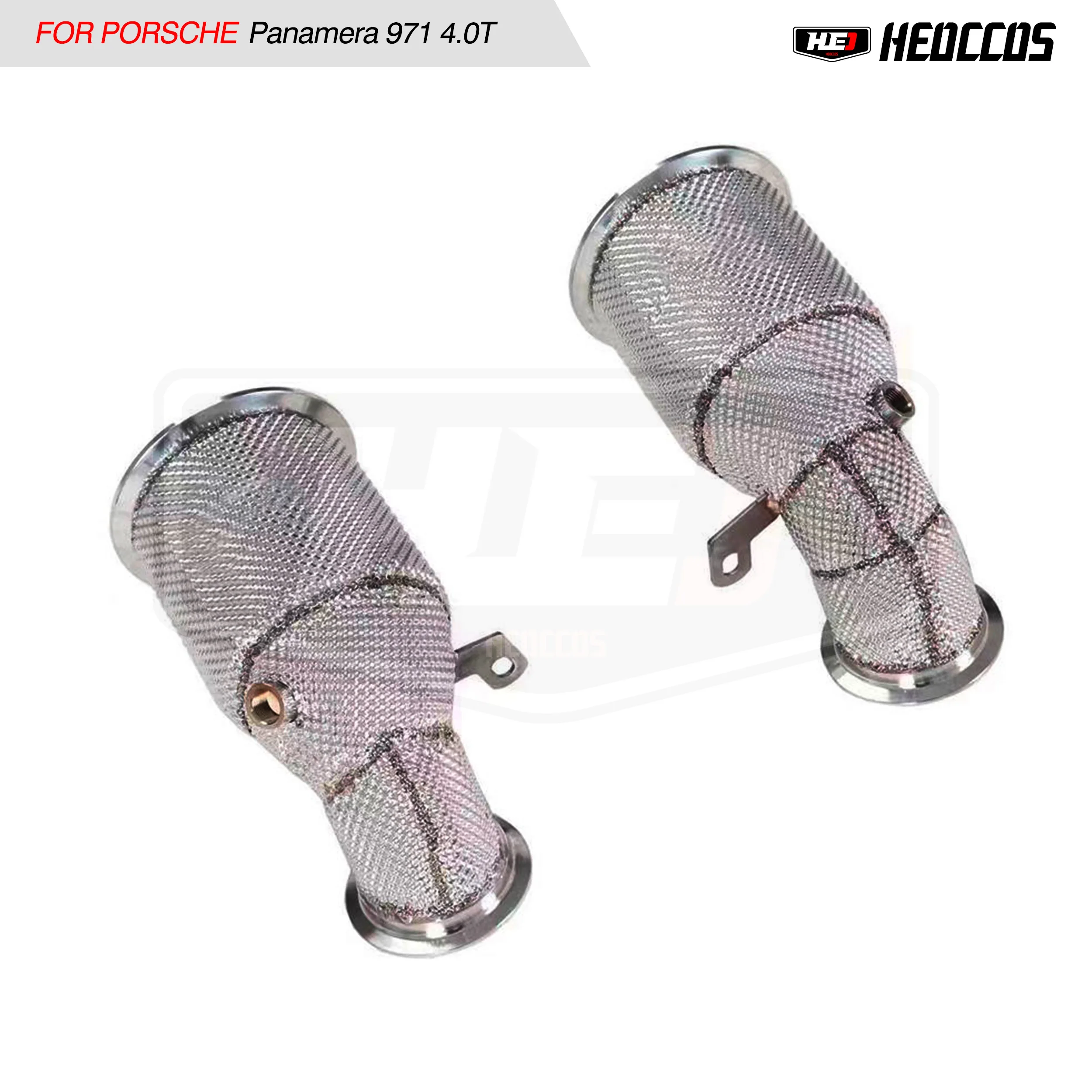 

HEO Stainless steel 304 High flow stainless steel exhaust downpipe with heat shield for porsche Panamera 971 4.0T downpipe