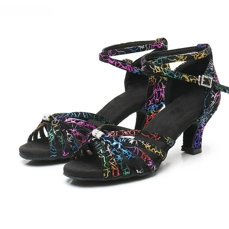 Latin Dance Shoes For Women Elegant Ballrooom Tango Dancing Shoes Salsa Sandals Practise Shoes 5CM/7CM/9CM Heels