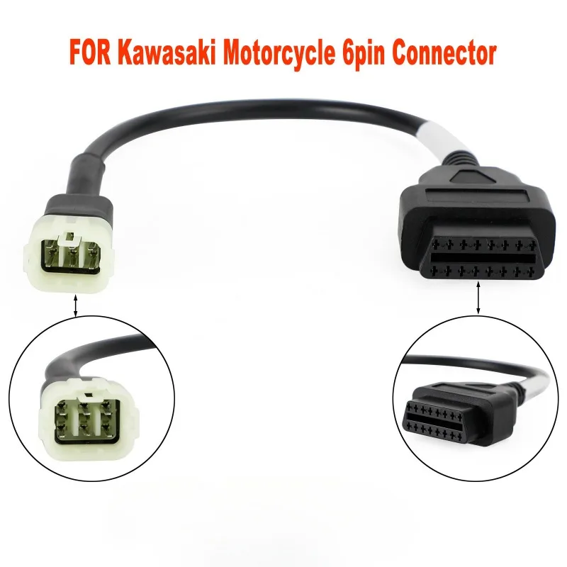 

For Kawasaki Motorcycle 6 Pin To 16 Pin OBD2 Diagnostic Adapter Cable Scanner