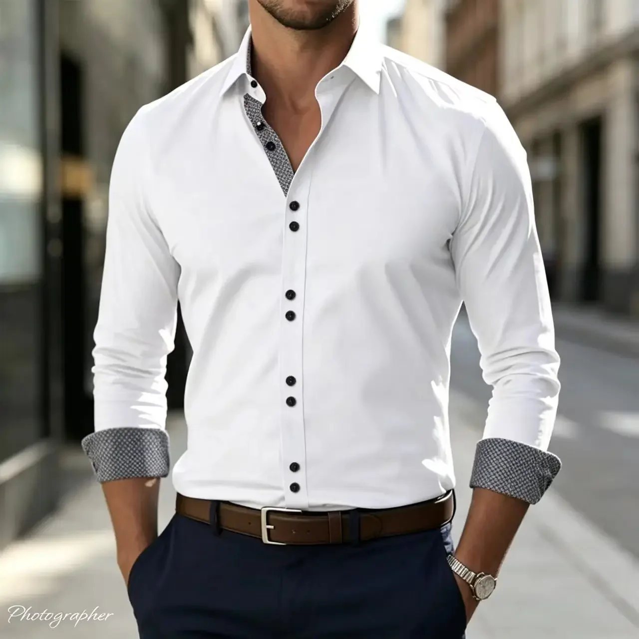 Premium Men's Long Sleeve Shirt – Breathable Comfortable Business Leisure Outdoor Fashion Double Breasted Design For 2026