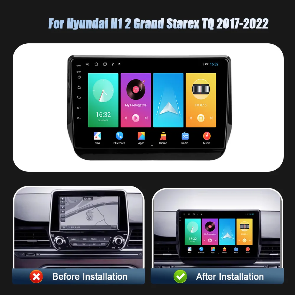 Car Radio Multimedia Navigation Player 2DIN WIFI Wireless Carplay Screen Android 14 For Hyundai H1 2 Grand Starex TQ 2017-2022