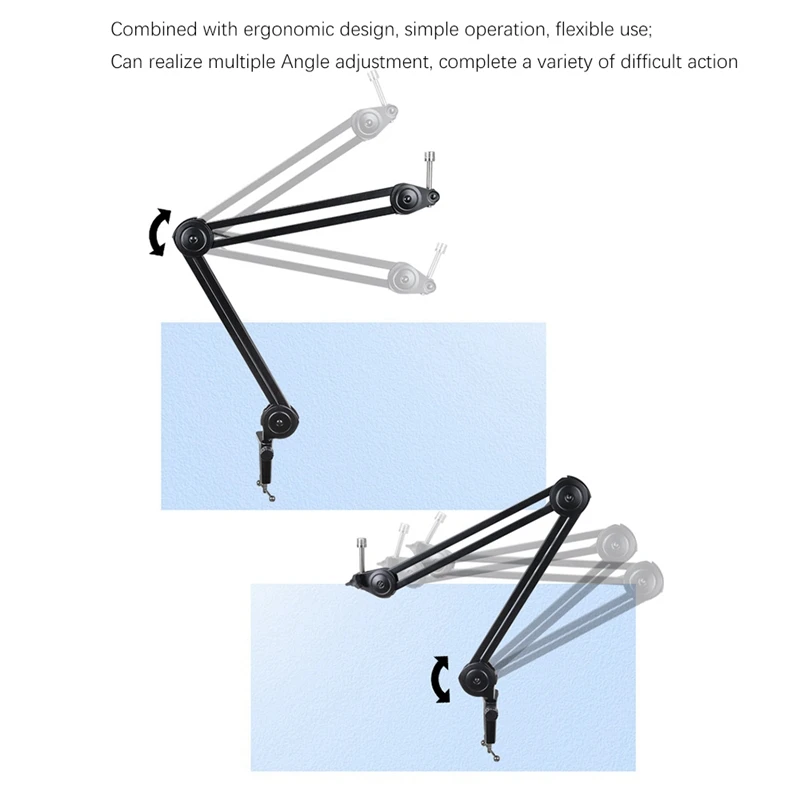 Microphone Mount Adjustable Rotatable Cantilever Scissors Long Arm Bracket Spring-Free Cantilever Desktop Stand