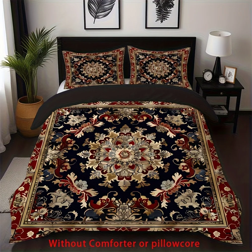 

2/3pcs European Palace Style Floral Print Duvet Cover Set (1 Duvet Cover + 1/2 Pillowcase, Without Core), Elegant Retro Pattern