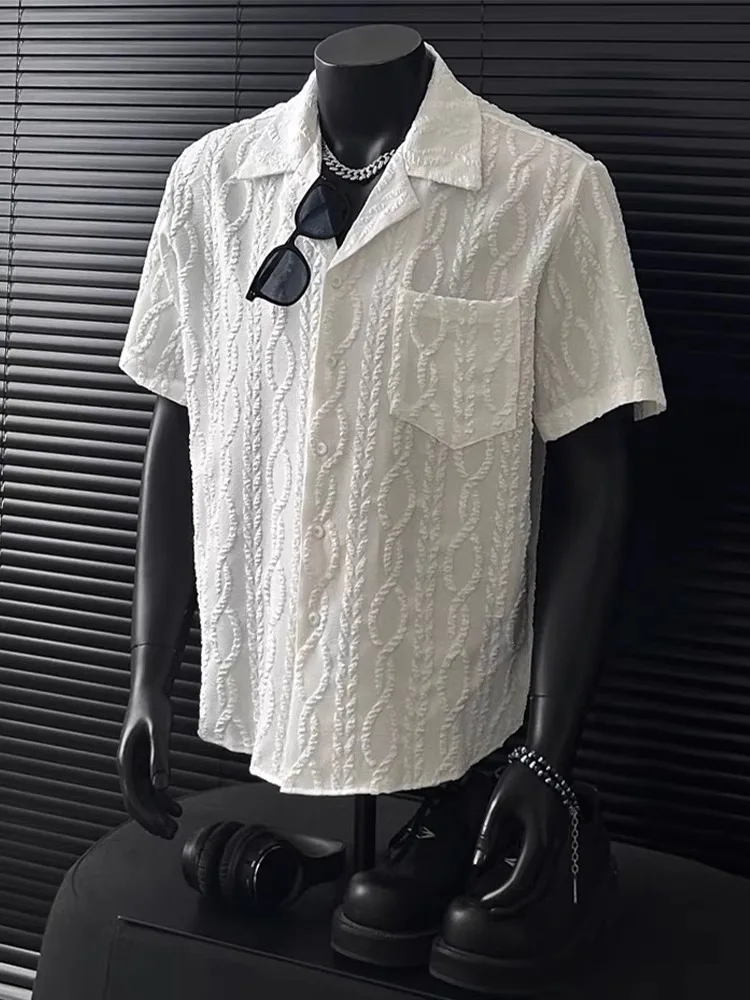 

Мужская футболка в стиле ретро-американский кубинский воротник, свободный крой, летняя, повседневная, молодежная, модная