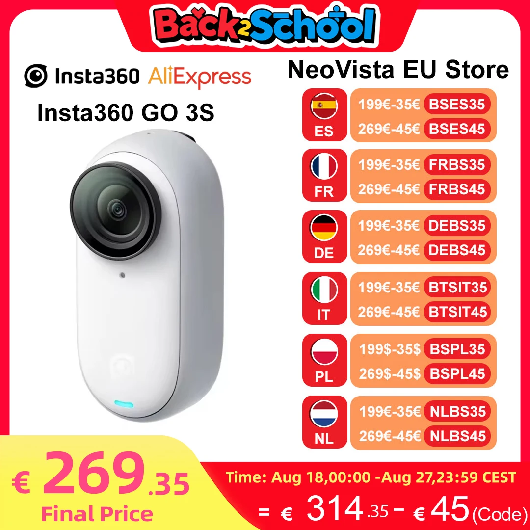 Insta360-cámara pequeña GO 3S-4K, portátil y versátil, manos libres, POV, montaje en cualquier lugar, estabilización