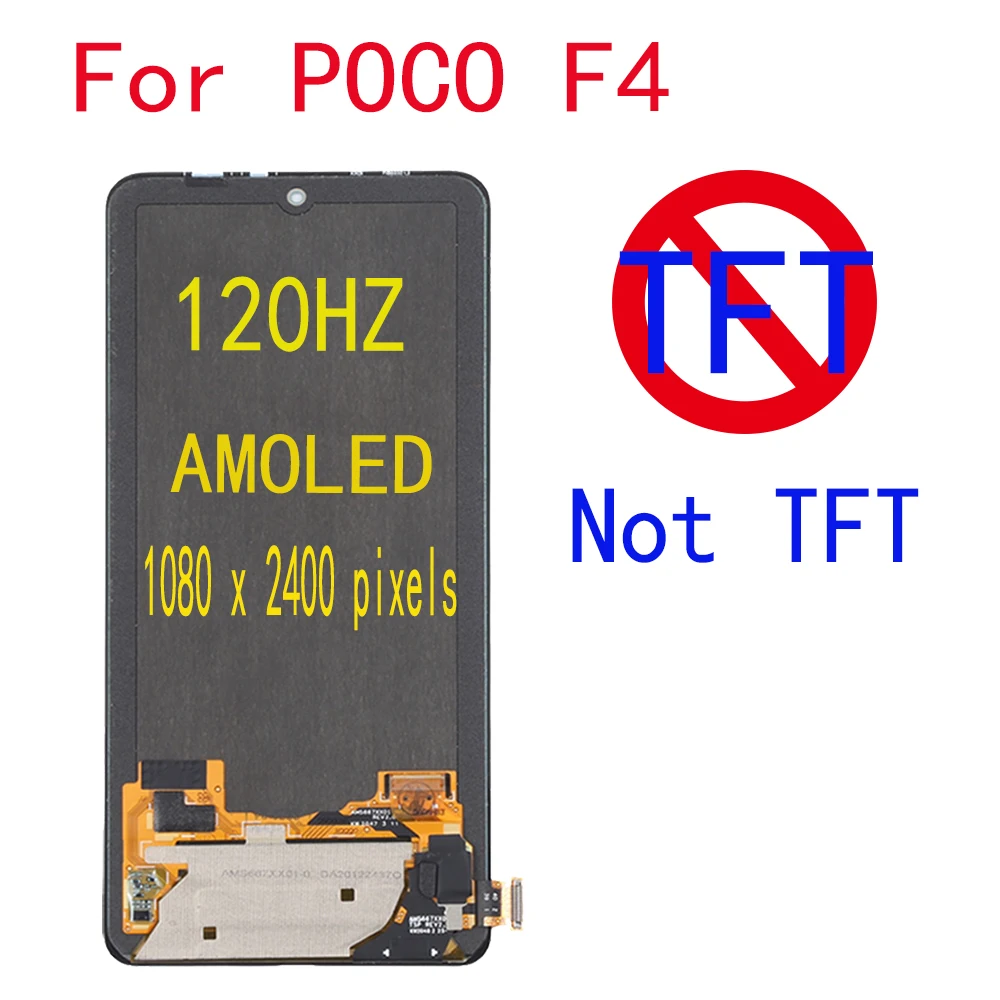 AMOLED For Xiaomi POCO F4 22021211RG, 22021211RI LCD Display Touch Screen Digitizer Assembly