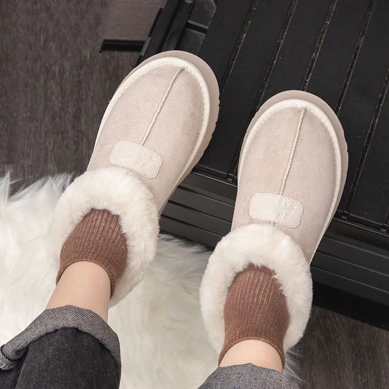 Snow boots women\'s 2024 winter new fur one padded cotton shoes thickened warm Northeast bread shoes