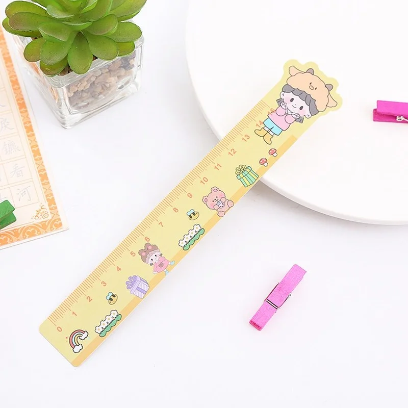 5pcs 15CM New Cute Kawaii Study Time Color Folding Ruler Multifunction DIY Drawing Rulers For Kids Students School Stationery