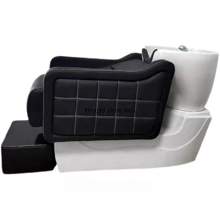 

High-Grade Ceramic Deep Basin Shampoo Chair Punch Bed Black Leather