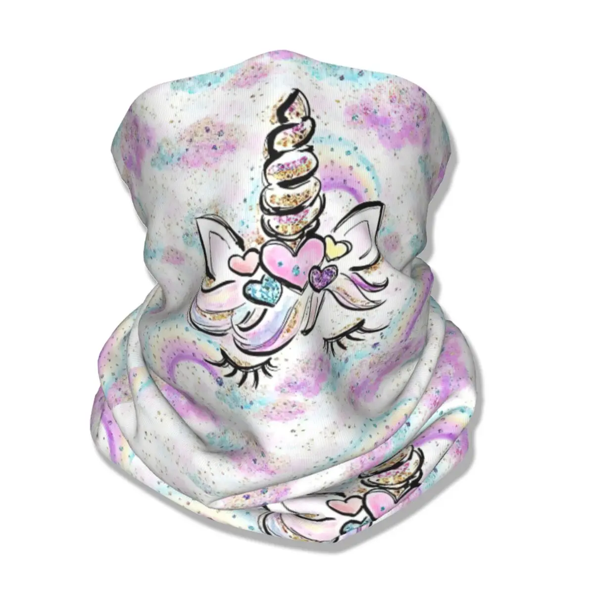 Cute Eyelash Bandana Neck Cover Printed Unicorn Magic Scarf Multi-use Balaclava Outdoor Sports for Men Women Adult Windproof