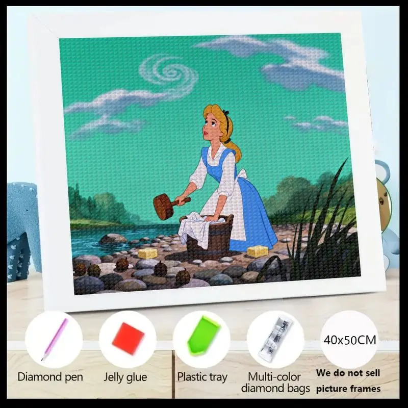 

1 шт., набор для рисования 5D алмазной живописи принцессы Диснея, сделай сам, полная дрель, хрустальный драгоценный камень, искусство Красавица и чудовище, классический персонаж мультфильма