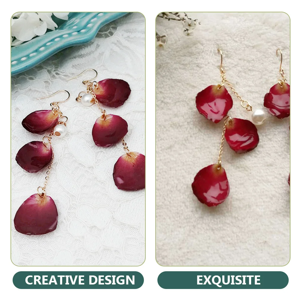 

Glue Rose Petal Earrings Long Red Dangle Drop for Wedding Party Bridal Prom Costume Jewelry Rose Floral Ear Drops