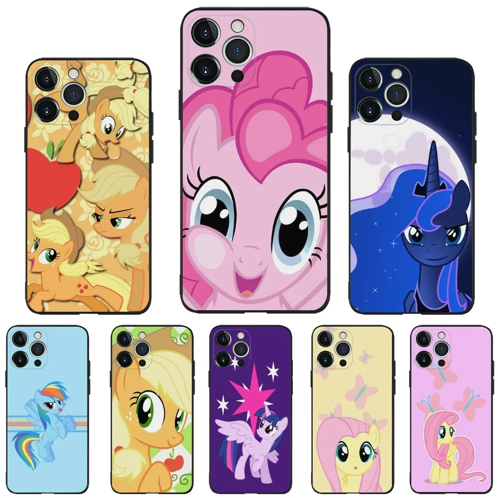 My P-Ponys L-Little Phone Case For iPhone 16,15,14,13,12,11,Plus,Pro Max,XS,X,XR,SE,Mini,8,7 Soft Silicone Black Cover