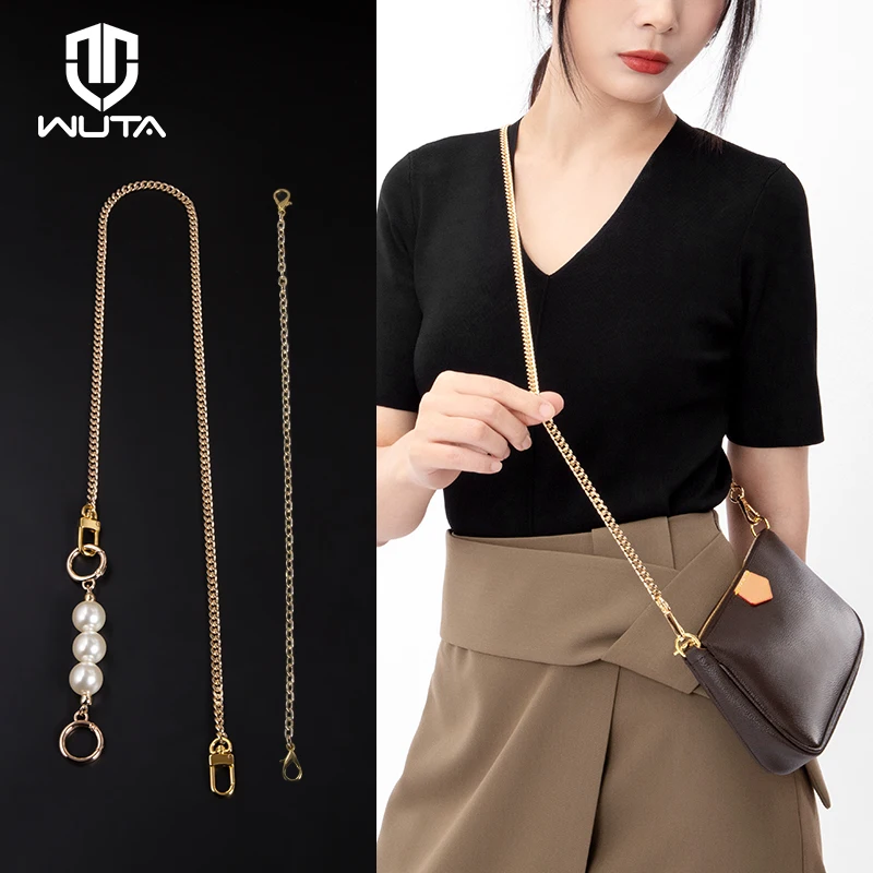 

WUTA Bag Strap for LV Pochette Accessories Bags Pearl Handbag Chains Extension Purse Straps Underarm Decorative Metal Chain Bag