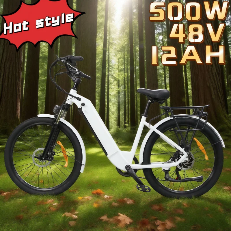 

E-Bike 500W motor women 26-inch tire 48V 12AH battery city commuting