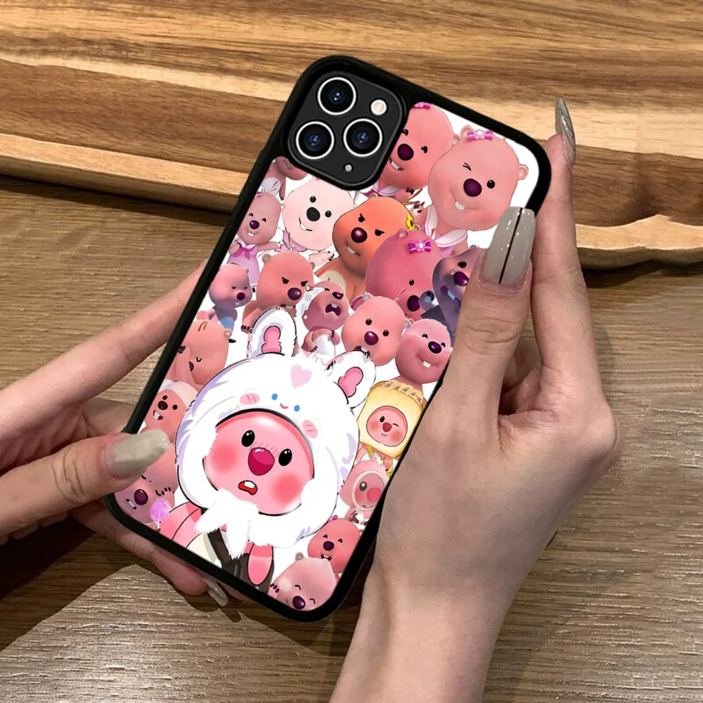 Pink Beaver Loopys Phone Case Silicone PC+TPU For For IPhone 11 12 13 14 15 16 Plus Pro Max Cover