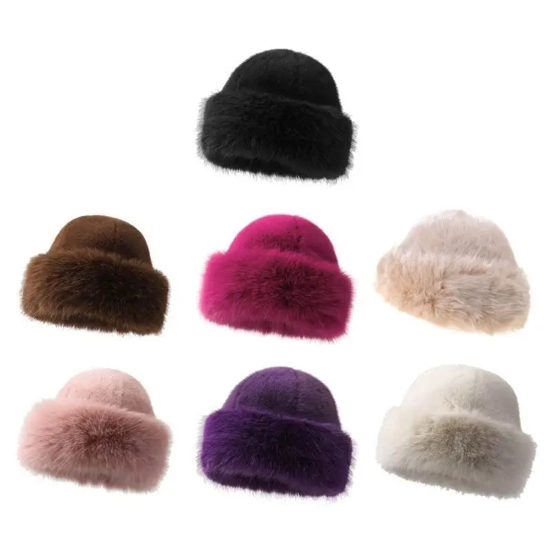 

652F Russian Bucket Hat for Adult Outdoor Wide Brim Plush Fisherman Hat