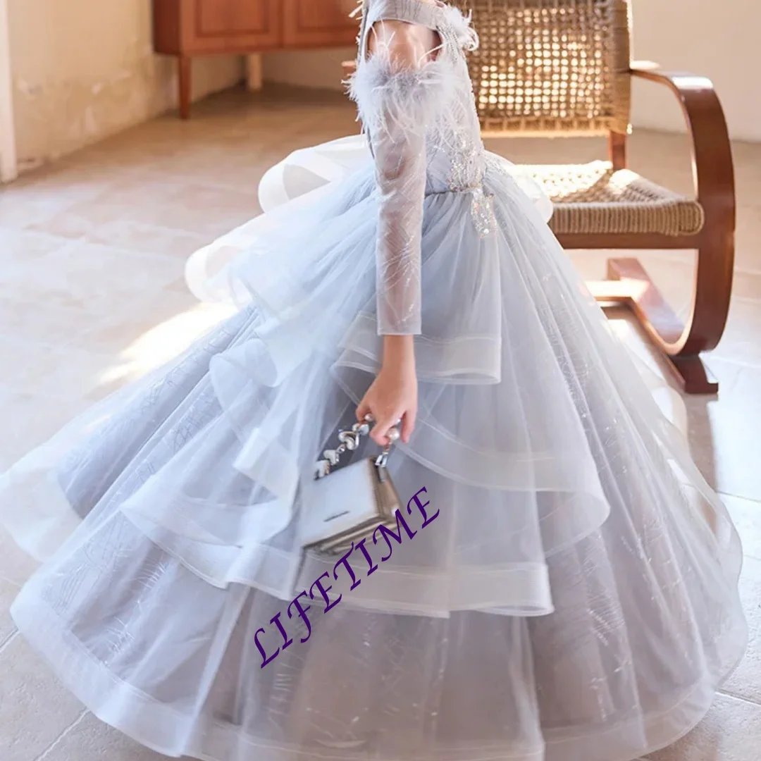 Customized Girls Evening Dress Exquisite High-End Craft Princess Style for Children's Piano Performance And Catwalk Show