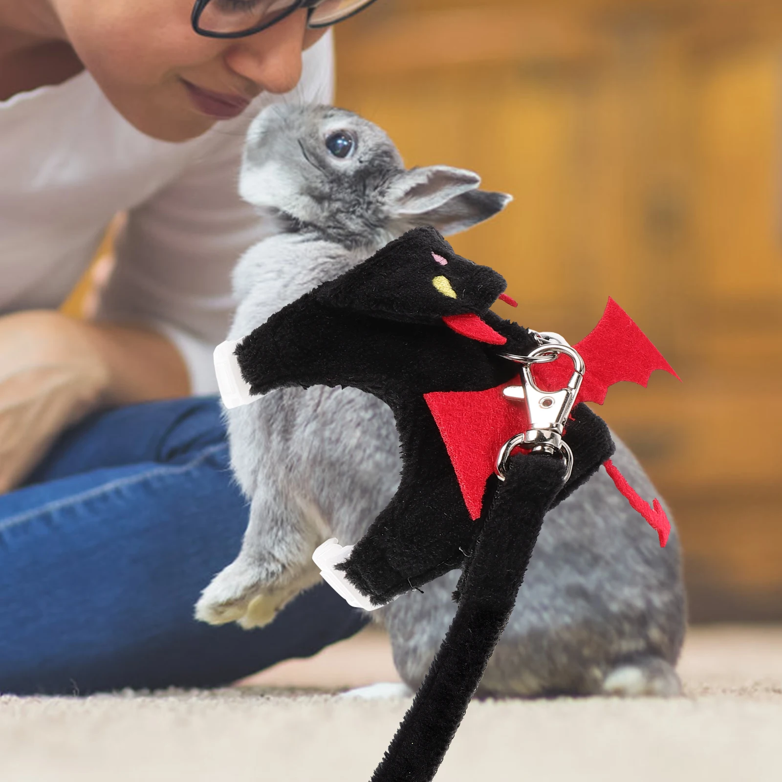 

Pet Harness Leash Set Small Pets Traction Rope Halloween Dark Night Black Adjustable Walking Rope Guinea Pig Harness Rabbit