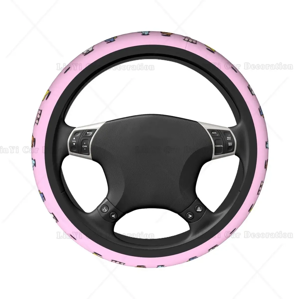 Kawaii Anime Car Steering Wheel Cover Kpop Cute Elastic Cartoon Steering Wheel Cover Suitable Car Accessories Fit Most Vehicles