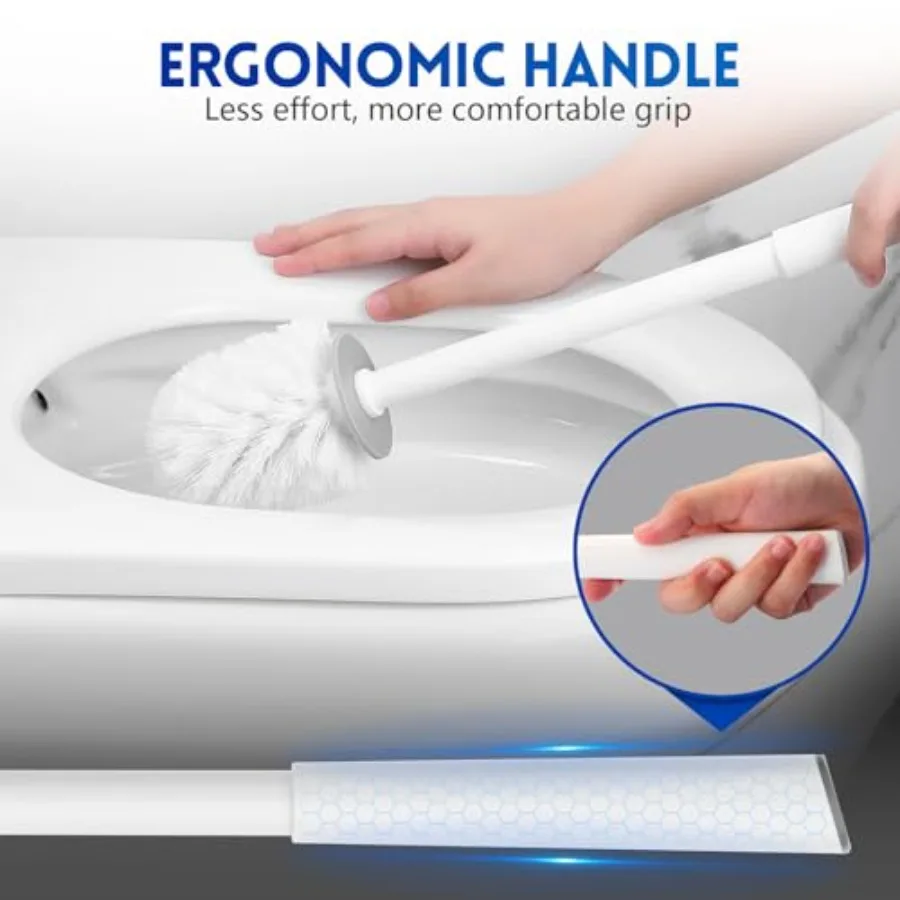 Toilet Bowl Brush and Holder Set, Compact Toilet Scrubber Brush for RV and Bathroom Cleaning, Durable Classic 360°PP Bristle, D view 5