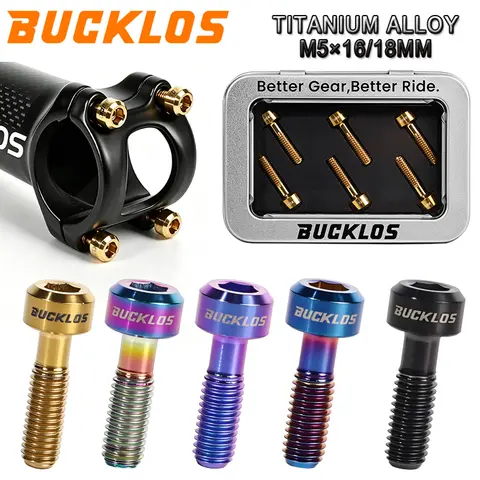 BUCKLOS M5x16mm M5x18mm Titanium Bolts Titanium Bike Stem Screw Bicycle Handlebar Stem Fixing Screw Bike Seatpost Caliper bolts