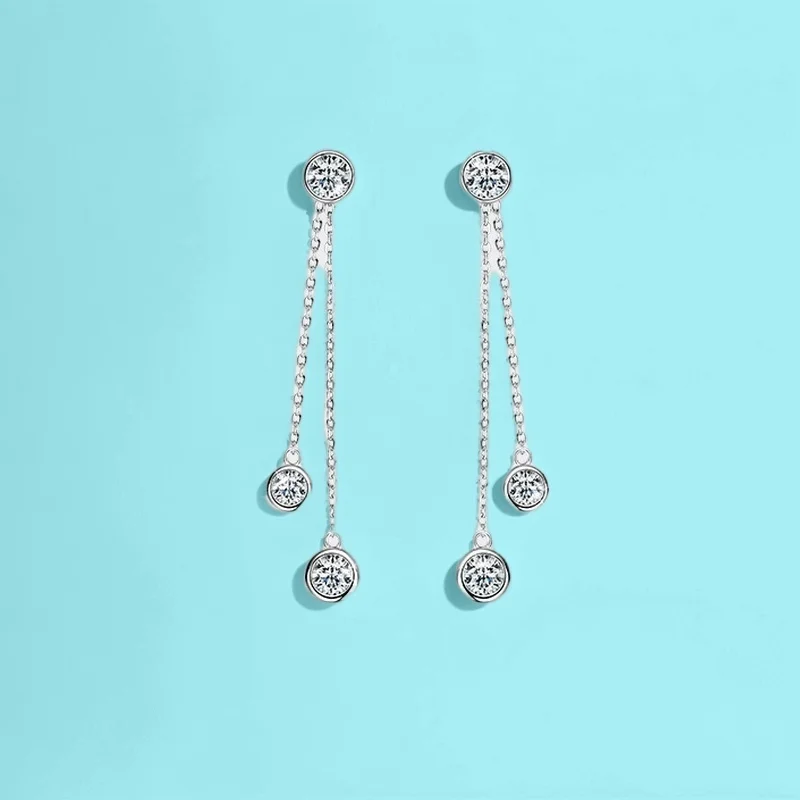 S925 Silver Plated 18k Gold Fringed Earrings Boho Chic Luxury Moissanite GBA Certified With Free Gift Box For Women Lightweight