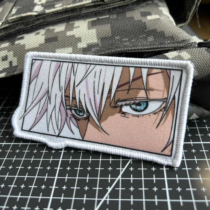 Satoru Gojo Eyes Morale Badge Jujutsu Kaisen Character Patch Anime Sticker Hook and Loop Printing Tactical Backpack Patches