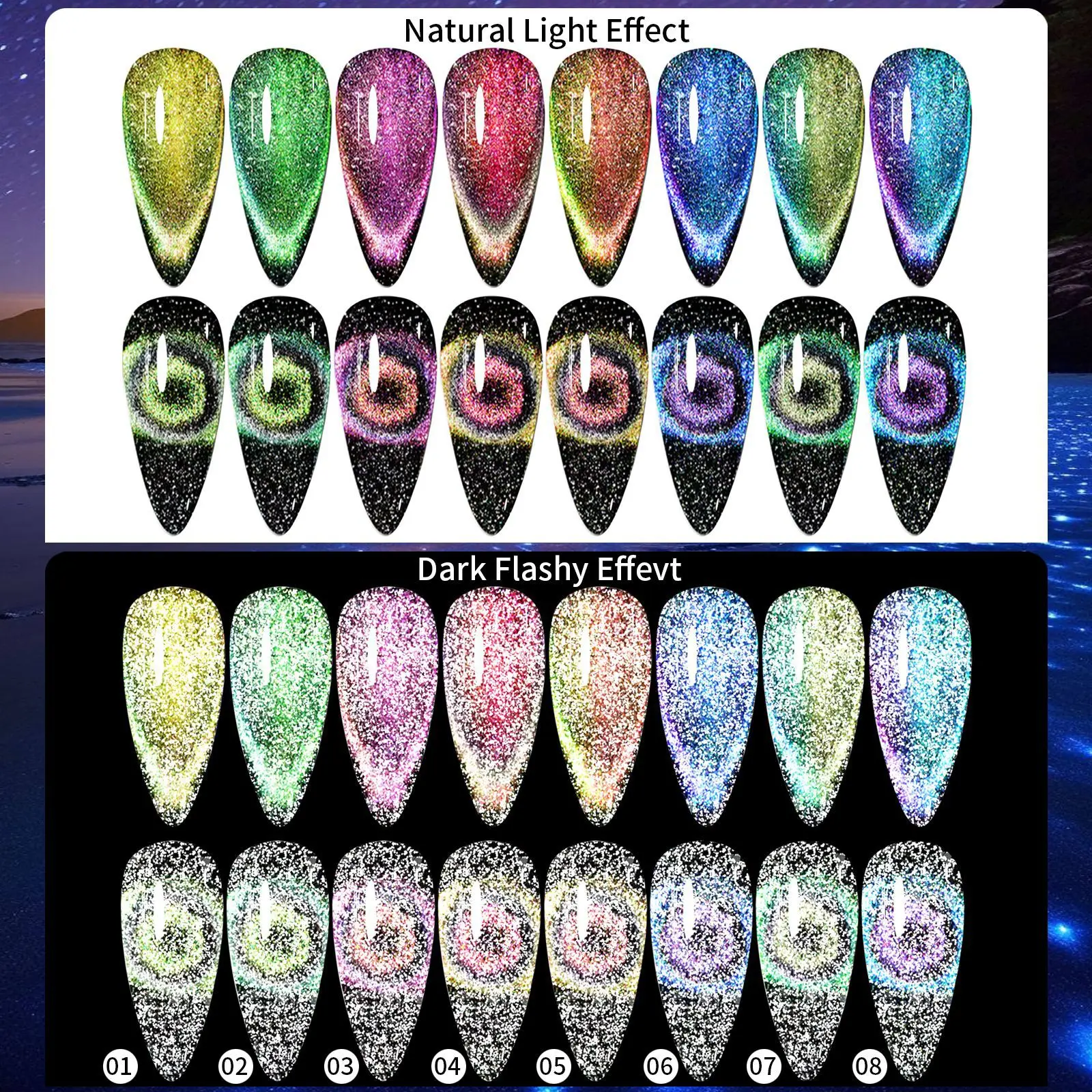 Nail Reflective Broken Diamond Bundy Cat Eye Glue Laser Crystal Cat Eye Wholesale