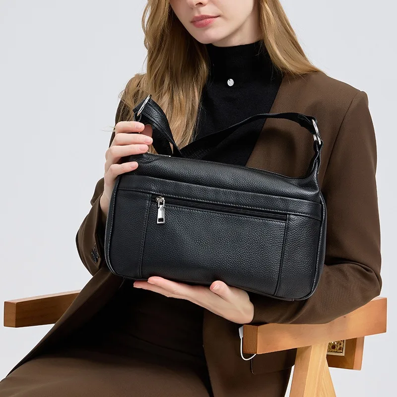 Nesitu Highend Brown Black Grey Coffee Red Blue Top Grain Genuine Leather Women Shoulder Messenger Bag Cowhide Phone Purse M1556