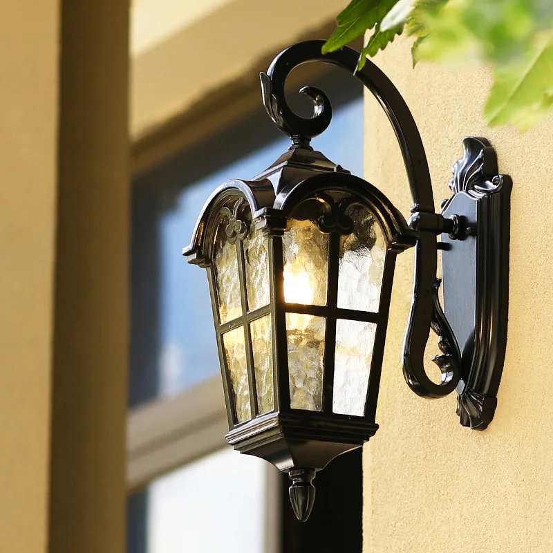 

Solar outdoor wall lamp waterproof balcony exterior wall outdoor wall lamp courtyard wall gate Roman column lighting door lamp