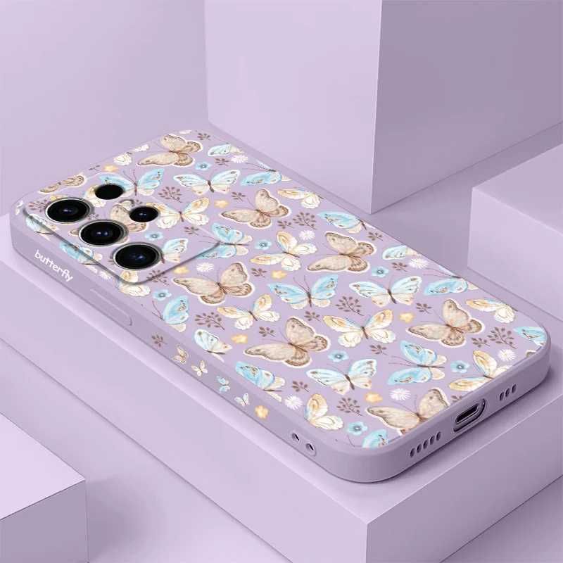 

Flying Butterfly Phone Case For Samsung Galaxy S25 S24 S23 S22 S21 S20 S10 S10E Ultra Plus FE Note 20 Ultra Plus Cover