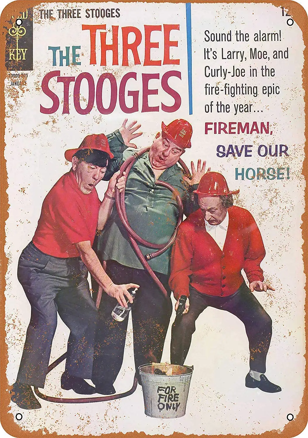 Metal Sign - Vintage Look 1960 Three Stooges Comic 8 x 12 Inches